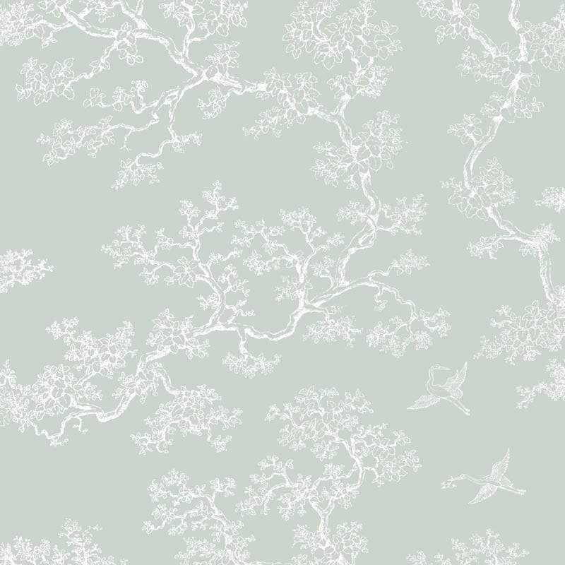 The Cranes Florence Broadhurst Wallpaper - Moonbeam
