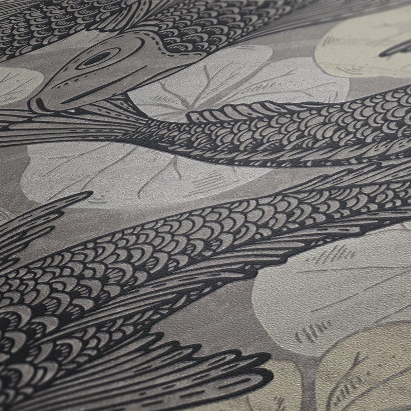 Tokyo Fish Bowl Wallpaper - 5 Colours NZ-Wallpaper
