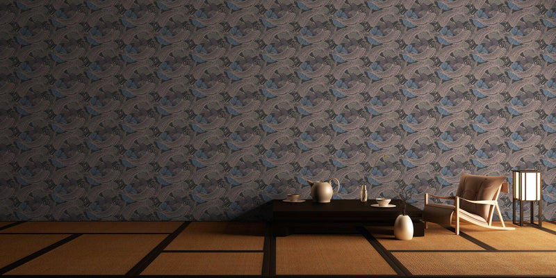 Tokyo Fish Bowl Wallpaper - 5 Colours NZ-Wallpaper