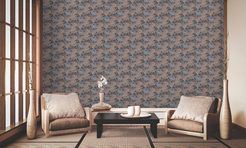 Tokyo Fish Bowl Wallpaper - 5 Colours NZ-Wallpaper