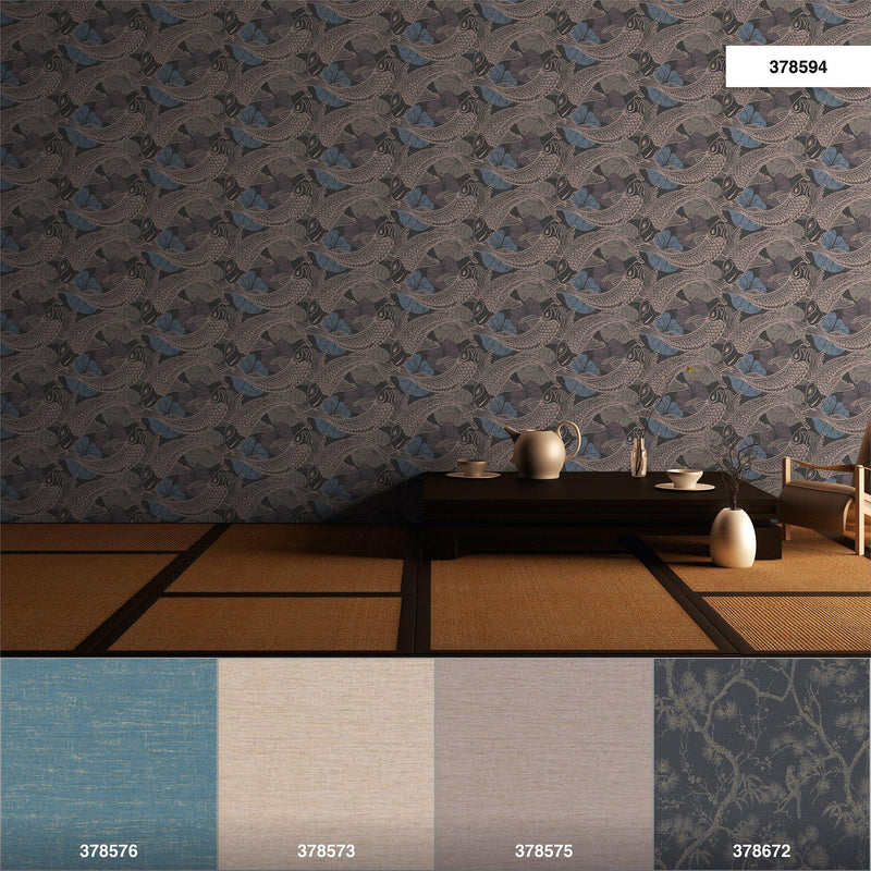 Tokyo Fish Bowl Wallpaper - 5 Colours NZ-Wallpaper