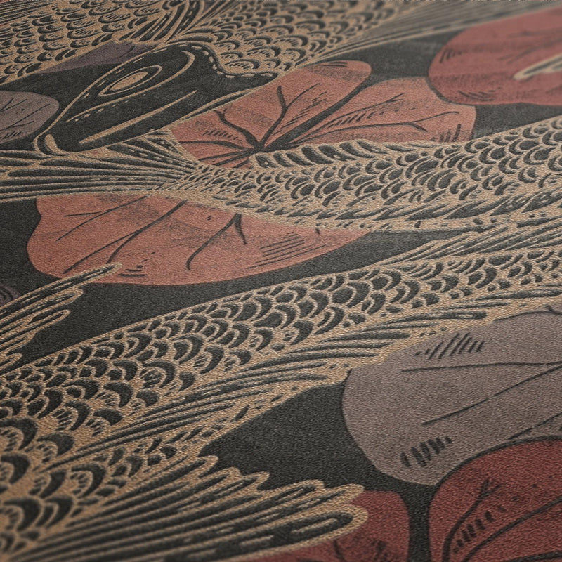 Tokyo Fish Bowl Wallpaper - 5 Colours NZ-Wallpaper