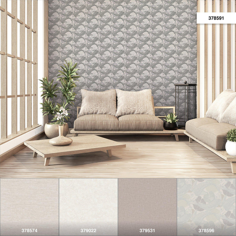 Tokyo Fish Bowl Wallpaper - 5 Colours NZ-Wallpaper