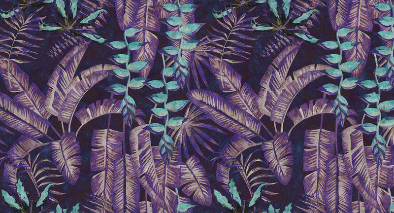 Tropicana Mural Wallpaper - Purple/Turquoise