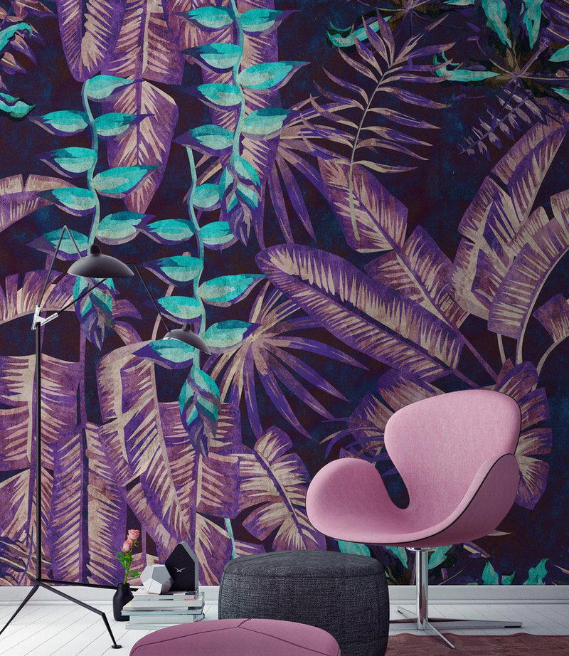 Tropicana Mural Wallpaper Tropicana Mural Wallpaper - Purple/Turquoise