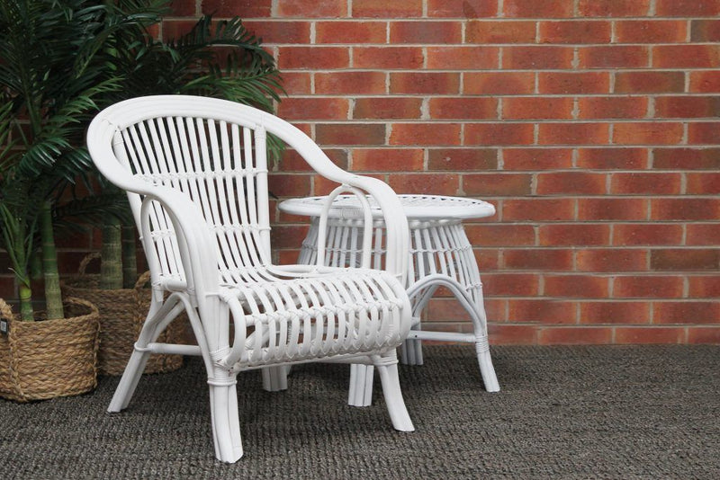Truro Cane Chair & side table White