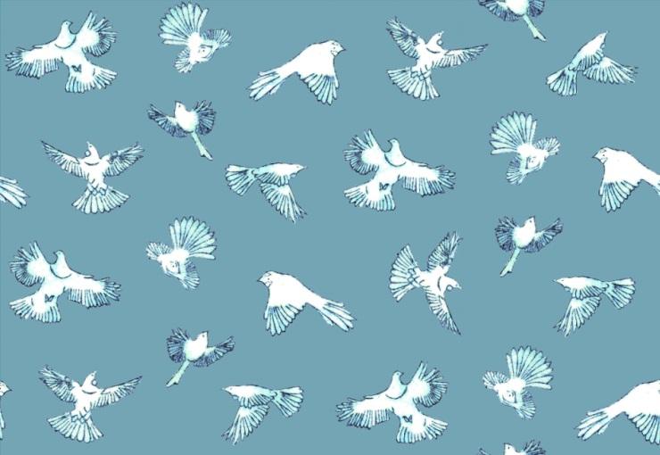 Twill New Zealand Bird Life Mural - Teal