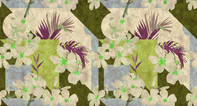 Vintage Bloom the Mural - Greens