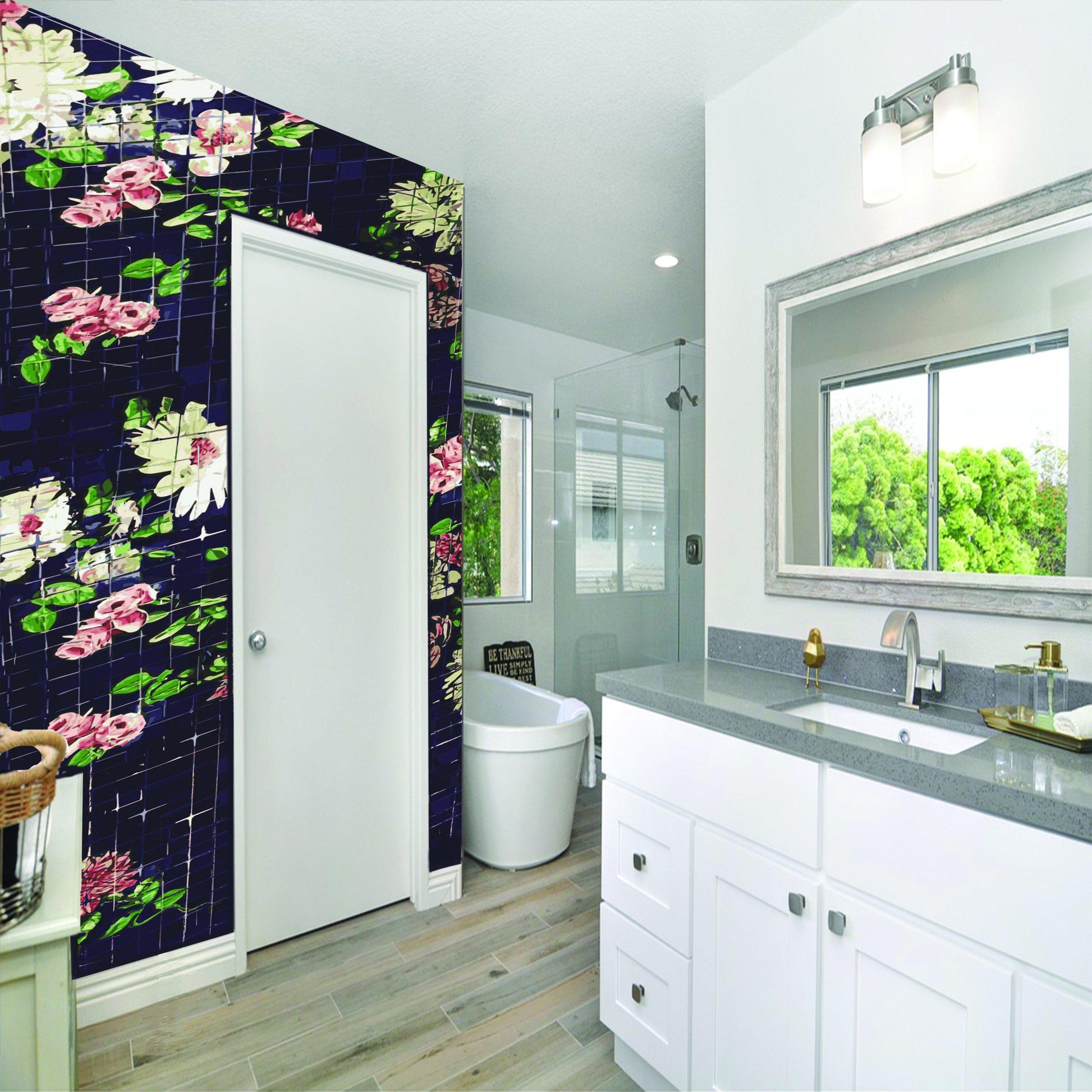 Vintage Floral Tile Mural