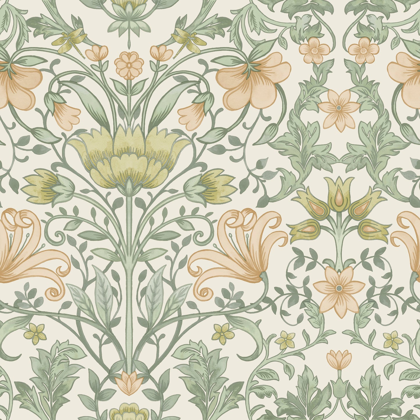 Vintage Floral Wallpaper - Cream/Ochre - Discontinuing