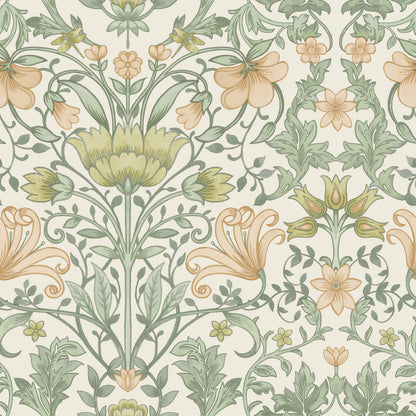 Vintage Floral Wallpaper - Cream/Ochre - Discontinuing