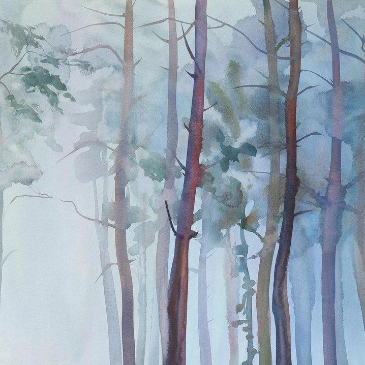 Watercolour Forest - Custom Sized Wallpaper Mural (per m2)