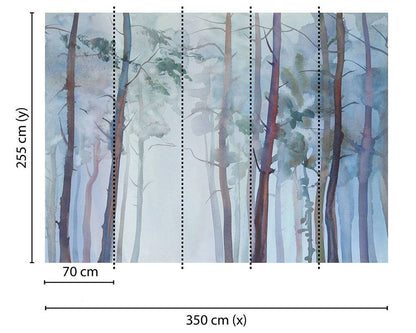 Watercolour Forest Mural - Details