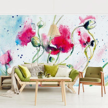 Watercolour Poppy - Mural NZ-Mural