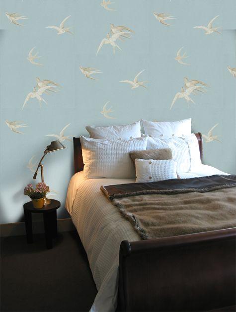 Wedgewood Blue Swallows Wallpaper