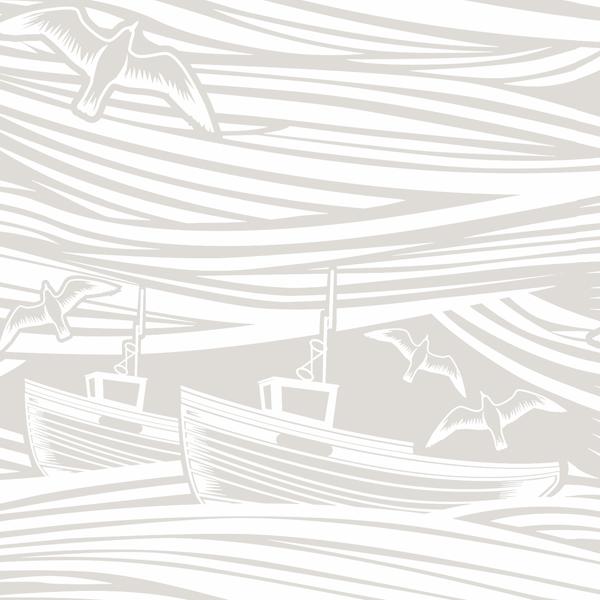 Whitby Boat Wallpaper - 4 Colours