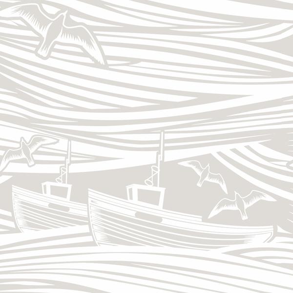 Whitby Boat Wallpaper - 4 Colours