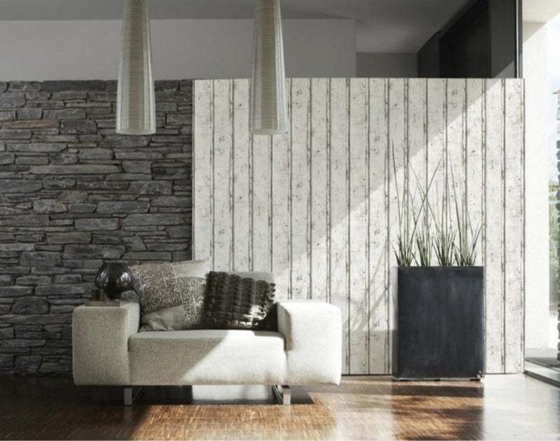 White Wood Wallpaper - 2 Colours NZ-Wallpaper