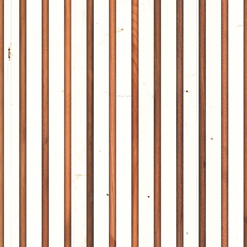 White on Teak - Timber Strips Wallpaper