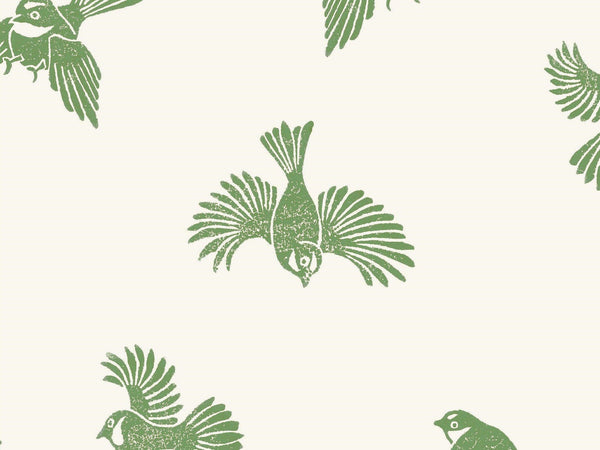 Sample - Fantail Flight Wallpaper - Emerald/White