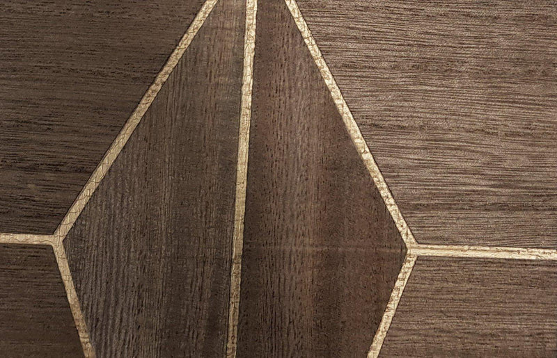 Wood Veneer Wallpaper  - Pepper/Gold