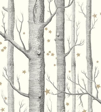 Woods and Stars Wallpaper - White & Black