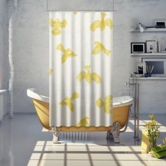 Yellow Fantail Shower Curtain