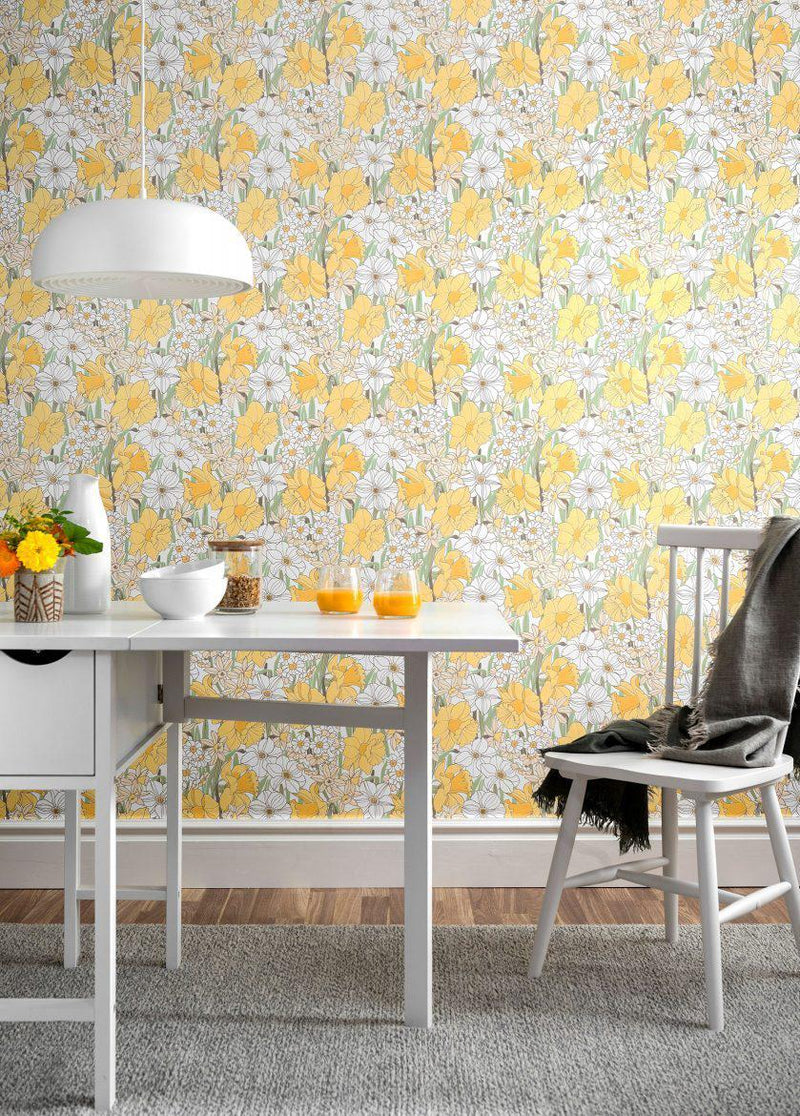 Yellow Floral Wallpaper - New Zealand