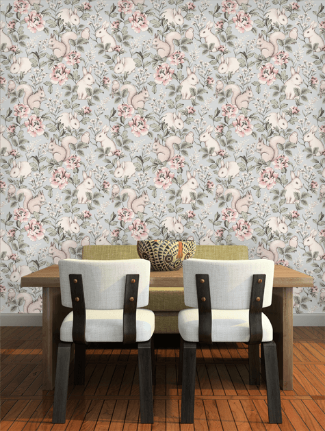 Rabbit Forest Woodland Wallpaper - 3 Colours