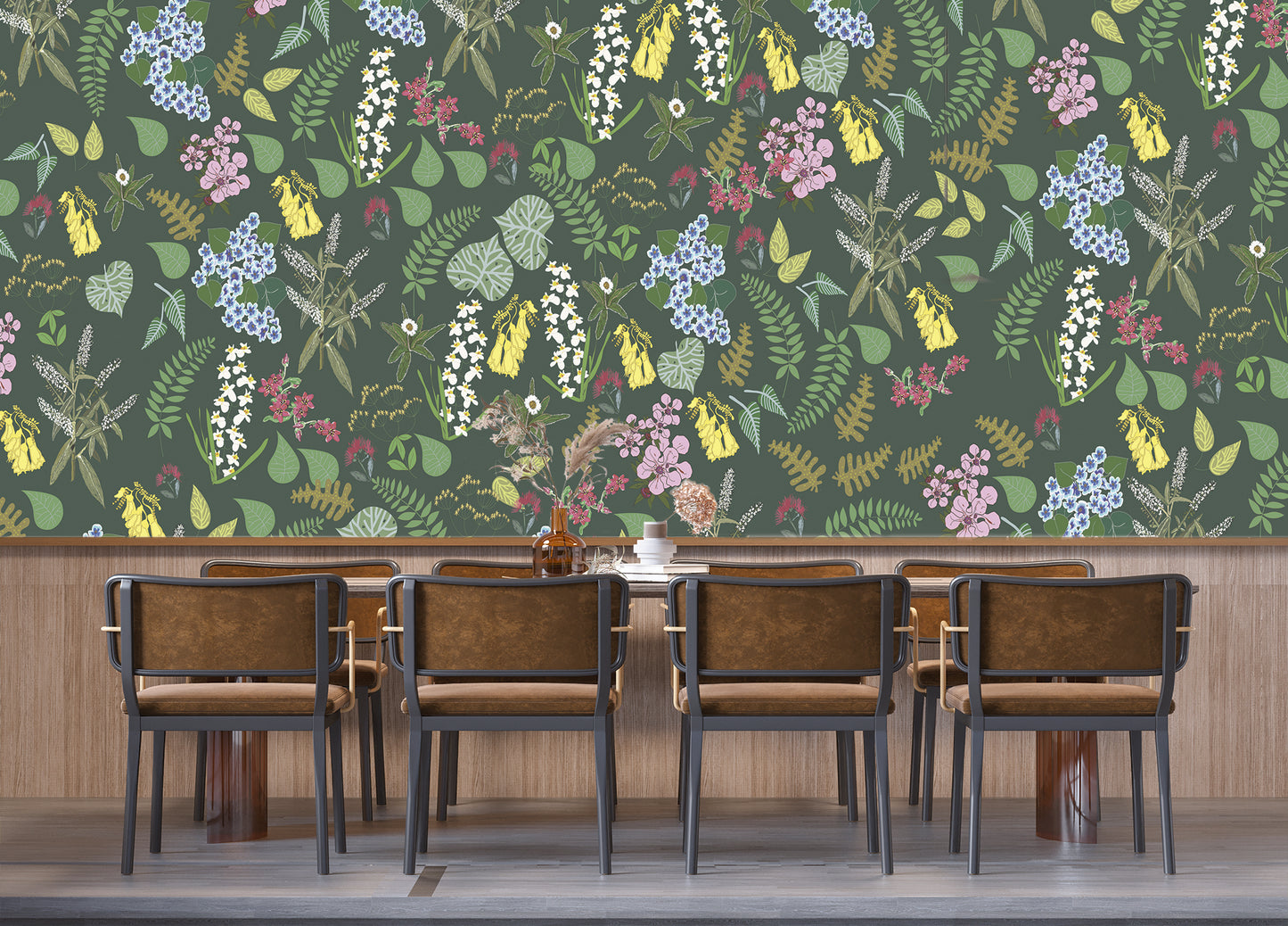 Abel Tasman - Forest Green - Custom Sized Wallpaper Mural (per m2)