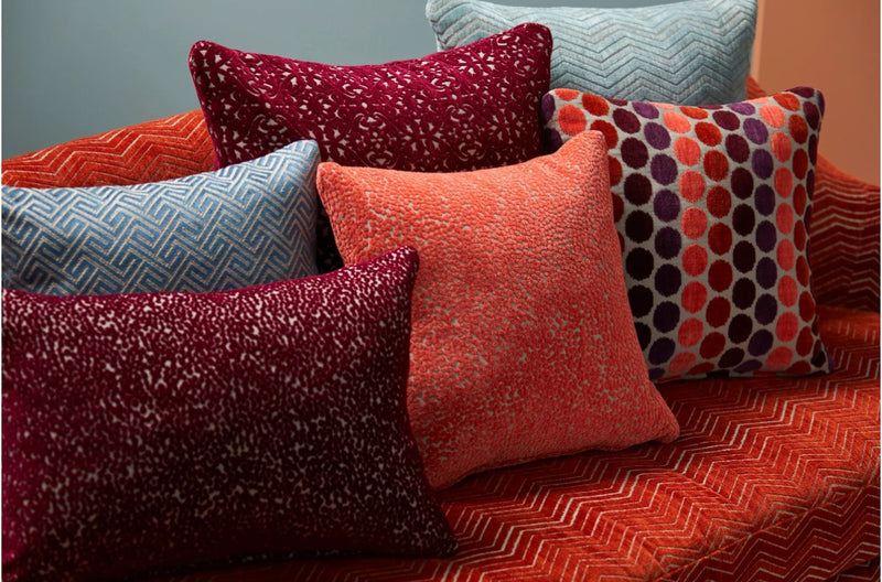 Boysenberry & coral cushions
