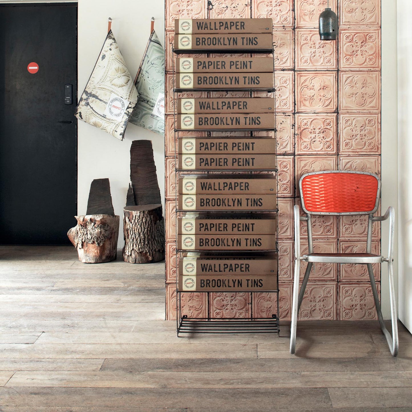 Brooklyn Tin Tiles Wallpaper- Pink