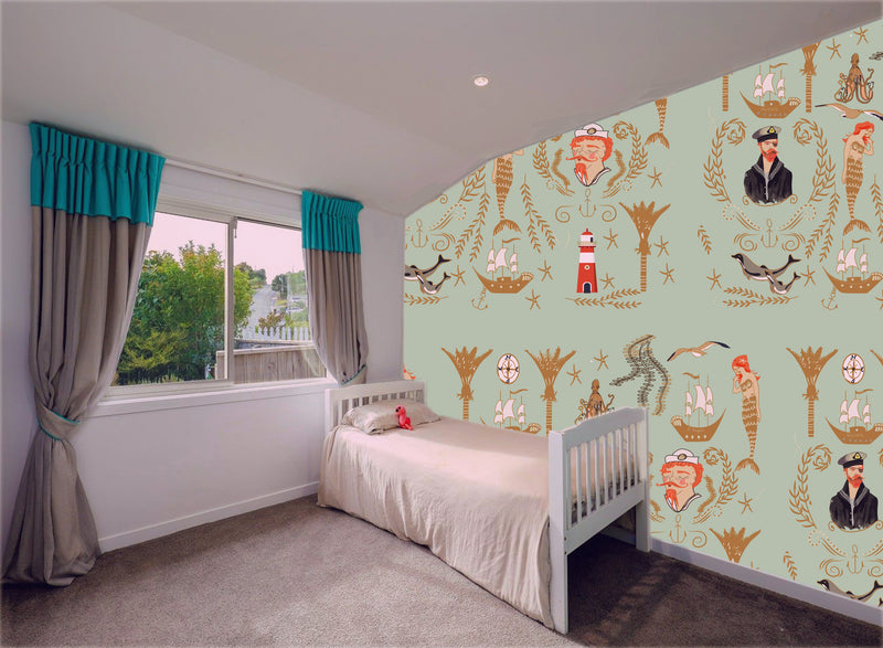 Mermaid Wallpaper Mural - Custom Mural