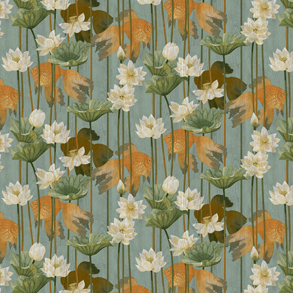 Lagoon Lily Goldfish Wallpaper - 2 colours