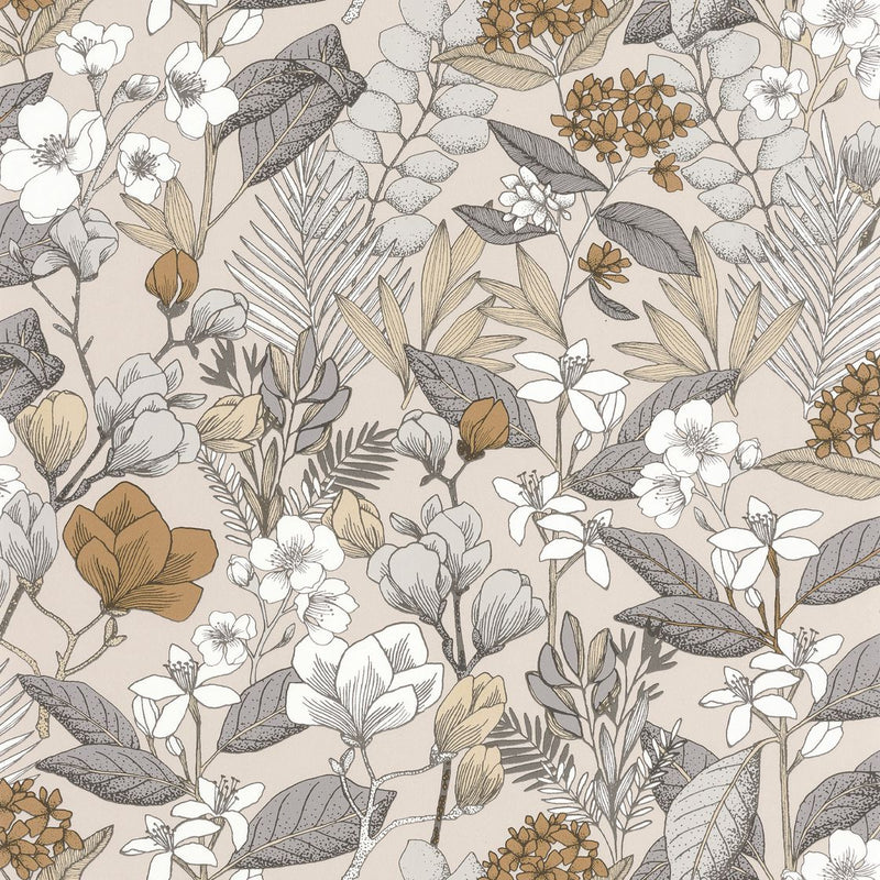 May Flower Power Wallpaper - Grey