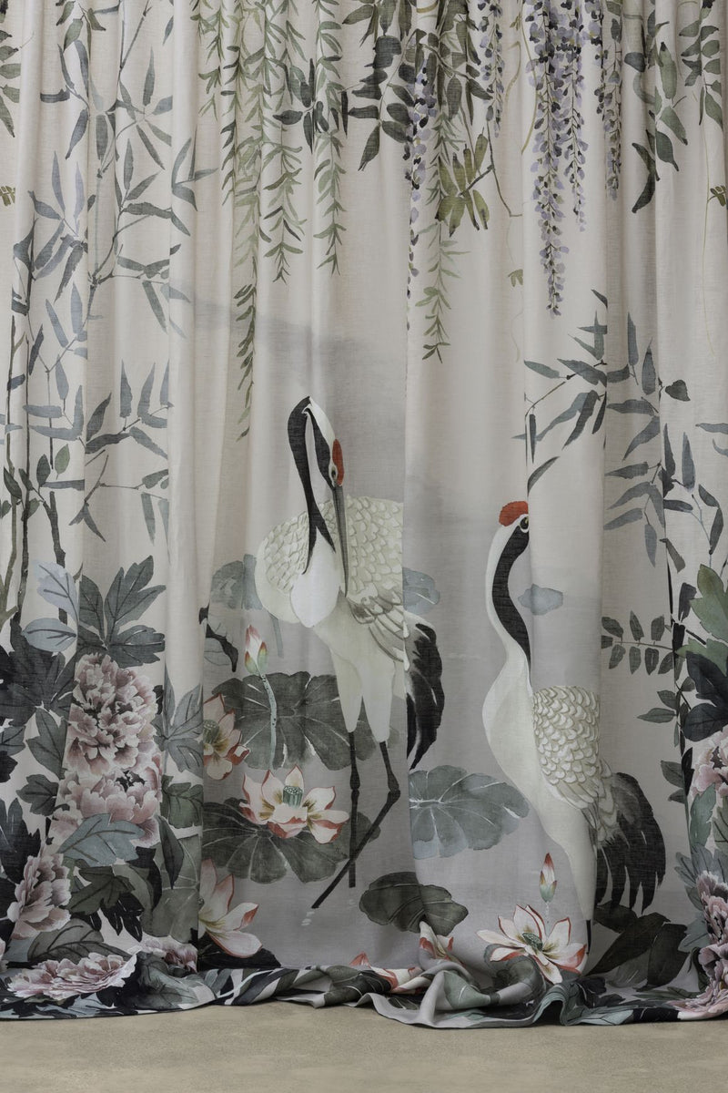 Mizu Crane Curtain Linen Fabric