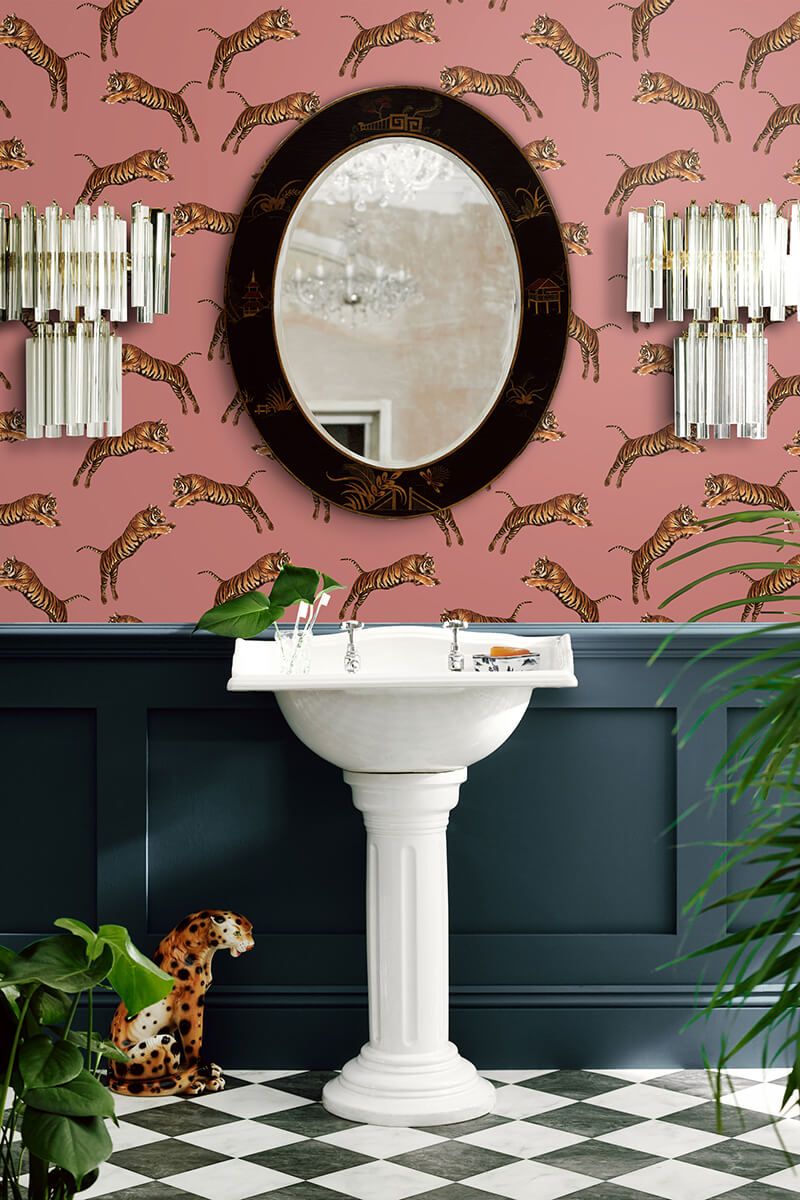 Pouncing Tiger Wallpaper - 3 Colours