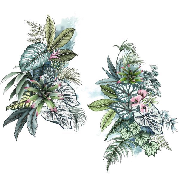 Jungle Typoflora Mural Wallpaper - 4 Colours