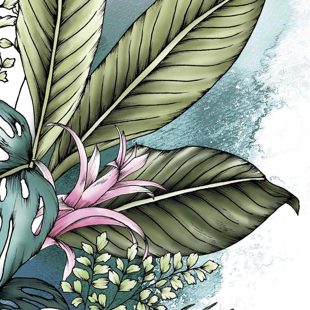 Jungle Typoflora Mural Wallpaper - 4 Colours