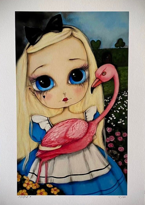Alice and The Flamingo Fine Art Print
