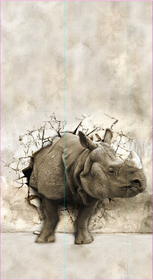 Rhino Mural - Custom size 4H x 2.4 W