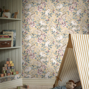 Rabbit Forest Woodland Wallpaper - 3 Colours
