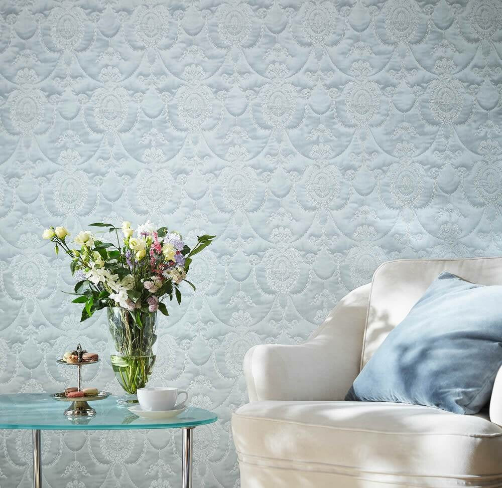 Rich Trianon Damask Wallpaper - Blue/Grey - Last 8 Rolls