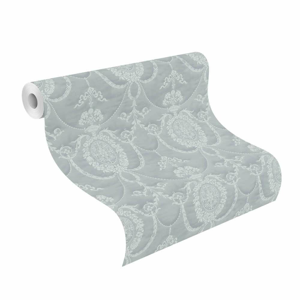 Rich Trianon Damask Wallpaper - Blue/Grey - Last 8 Rolls